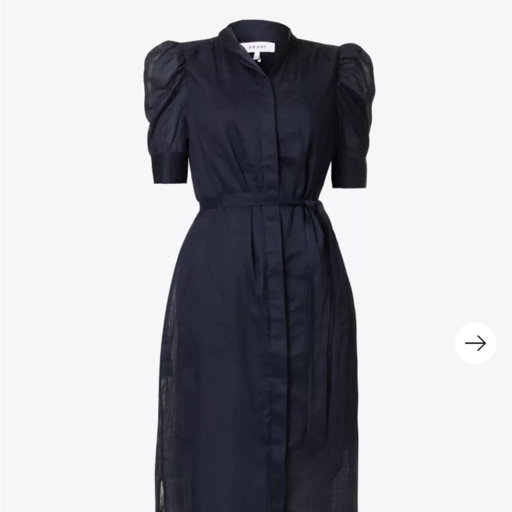 Frame Navy Gillian RuchedSleeve Dress